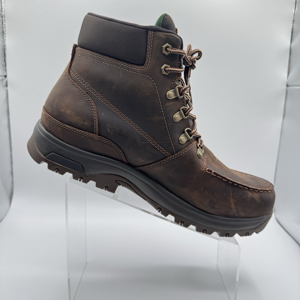 Dunham Mens Brown Leather Waterproof Moc Toe Lace Up Boots CI0847 Size 14